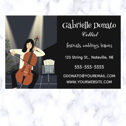 Editable Cellist Musician Business Card