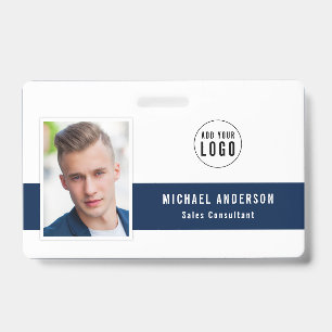 Editable Center Color Add Your Logo Photo Name Badge