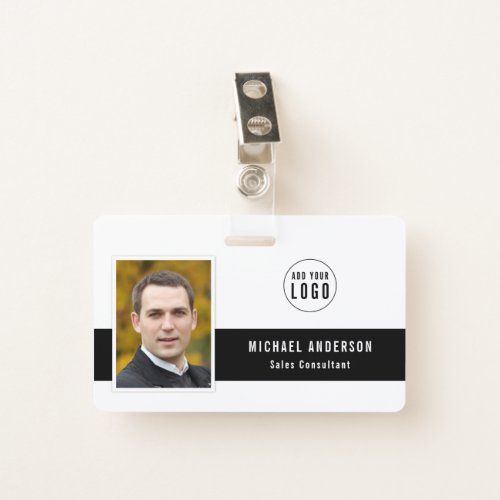 Editable Center Color Add Your Logo Photo Name Badge