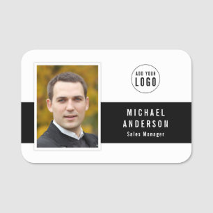 Editable Center Color Add Your Logo Photo Name Tag
