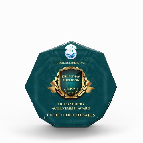 Editable certificate award business teal gold