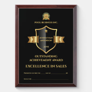 Editable certificate black gold excellence DIY Award Plaque