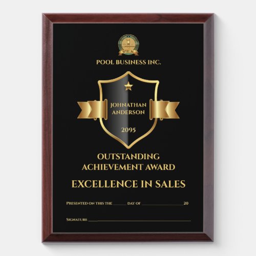 Editable certificate black gold excellence DIY Award Plaque