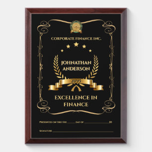 Editable certificate black gold ornate DIY Award Plaque