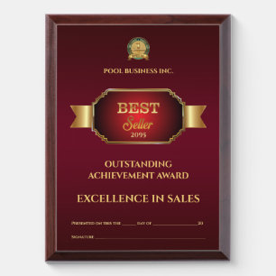 Editable certificate burgundy gold excellence award plaque
