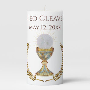 Editable Chalice Eucharist Wreath First Communion Pillar Candle