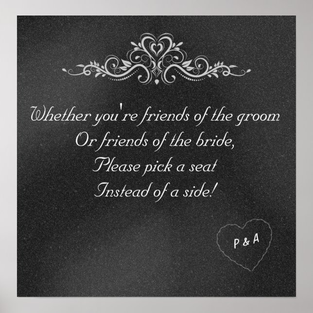 Editable Chalkboard Wedding Seating Poster (Front)