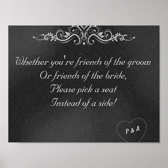 Editable Chalkboard Wedding Seating Poster (Front)