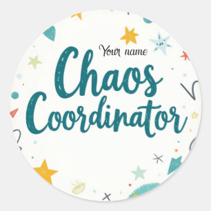 Editable Chaos Organizer School Classic Round Sticker