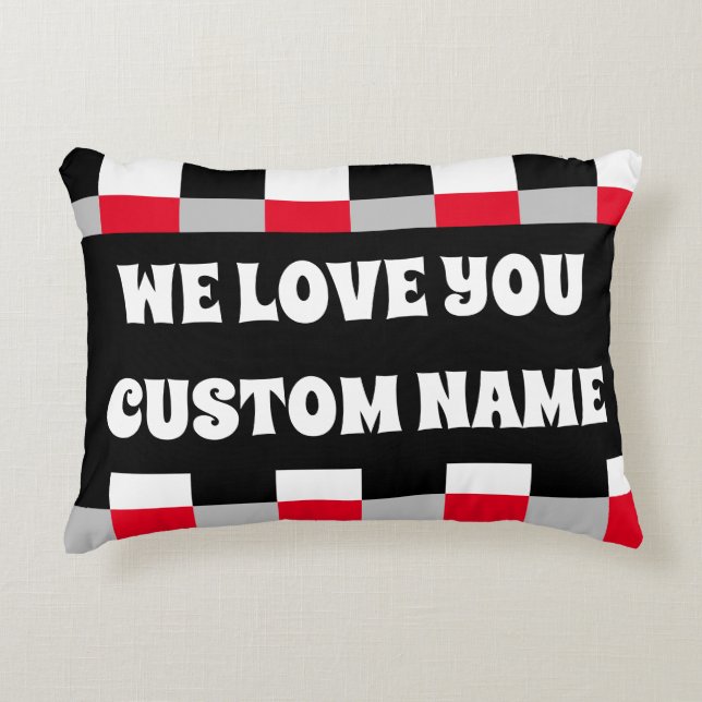 Editable checkerboard pattern accent pillow (Front)