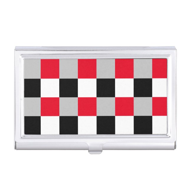 Editable checkerboard pattern business card case (Front)