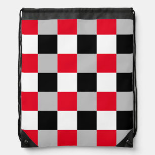 Editable checkerboard pattern drawstring bag