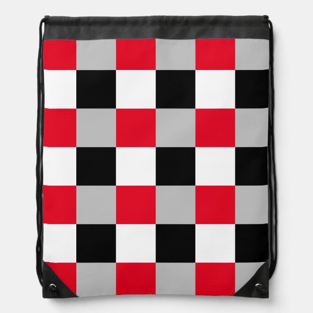Editable checkerboard pattern drawstring bag (Front)