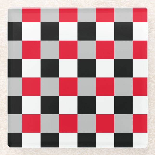 Editable checkerboard pattern glass coaster (Front)