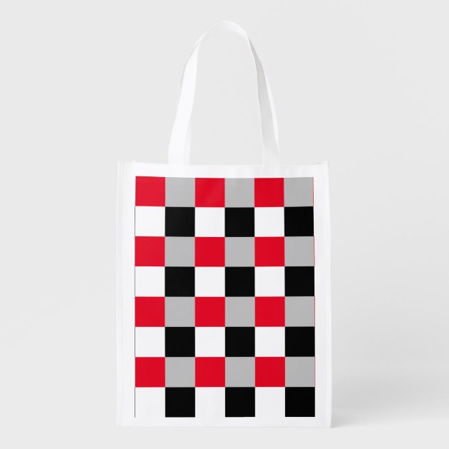Editable checkerboard pattern grocery bag (Front)