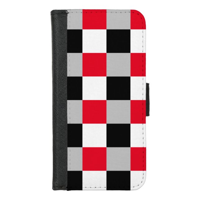 Editable checkerboard pattern iPhone wallet case (Front)