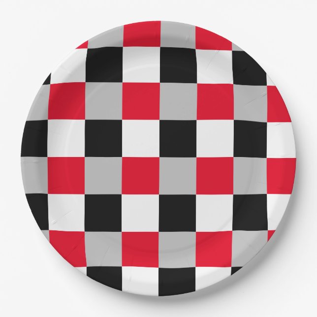 Editable checkerboard pattern paper plates (Front)