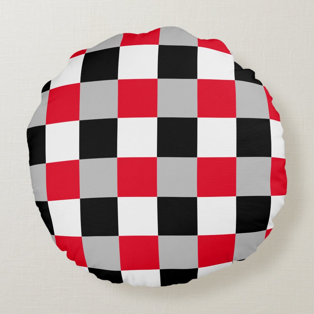 Disover Editable checkerboard pattern round pillow