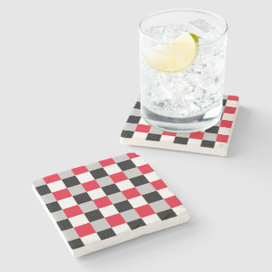 Editable checkerboard pattern stone coaster