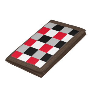 Editable checkerboard pattern tri-fold wallet