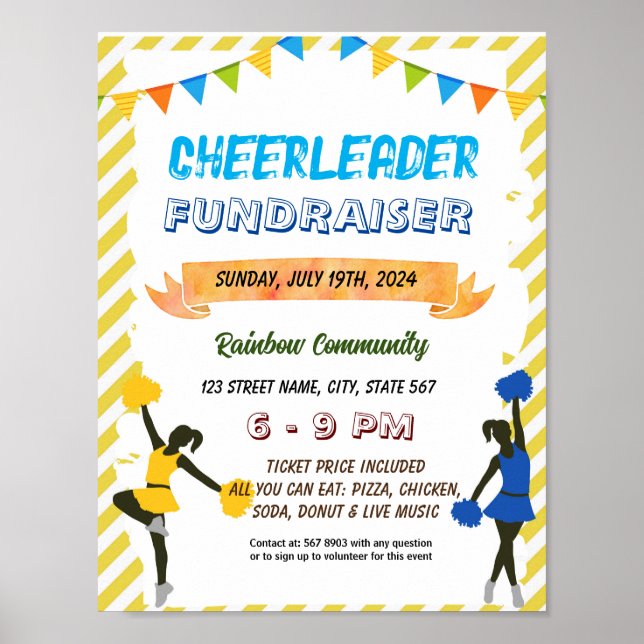 Editable Cheerleader Fundraiser Flyer Poster (Front)