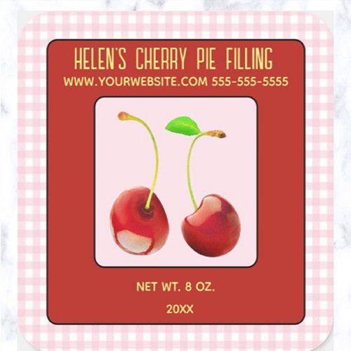 Editable Cherry Jam Pie Filling Square Sticker