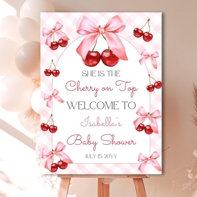 Editable Cherry on top Baby Shower Welcome Sign (Creator Uploaded)