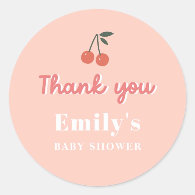 Editable Cherry Thank you stickers for your party (Front)