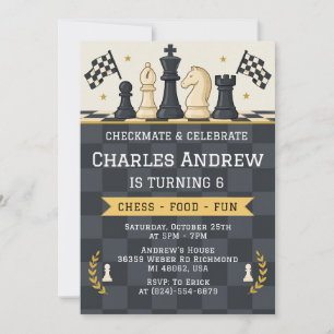 Editable Chess Birthday Party Invitation