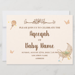 Editable Chic Neutral Aqeeqah Invitation Card