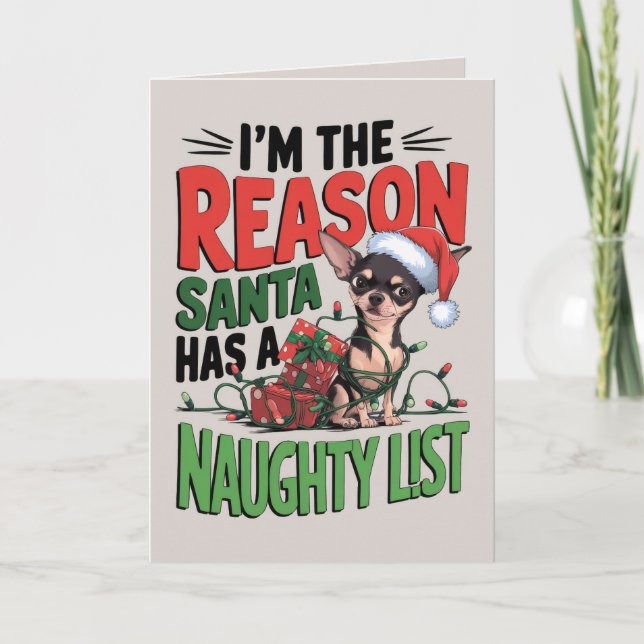 EDITABLE Chihuahua Funny Dog Christmas Card (Front)