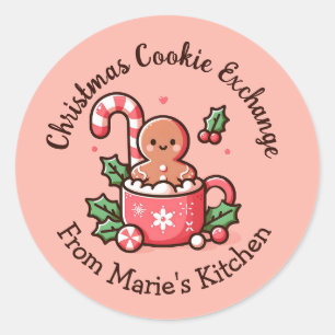 Editable Christmas Cookie Exchange Classic Round Sticker