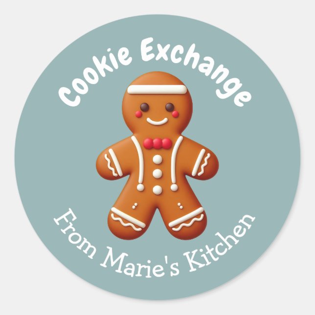 Editable Christmas Cookie Exchange Party Classic Round Sticker (Front)