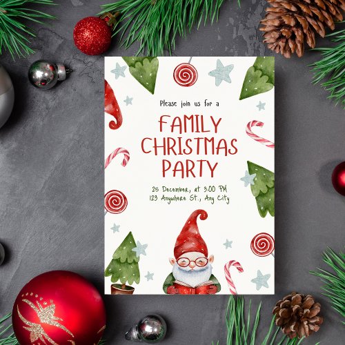 Editable Christmas family Holiday Party family Invitation