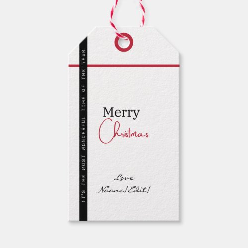 Editable Christmas Holiday Gift Tag Favor Tag