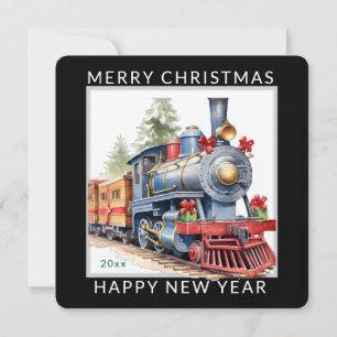 Editable Christmas Holiday Train Card