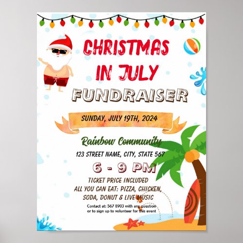 Editable Christmas in July flyer Poster