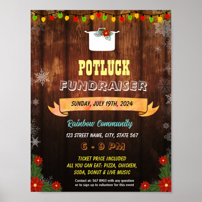 Editable Christmas potluck event flyer Poster (Front)
