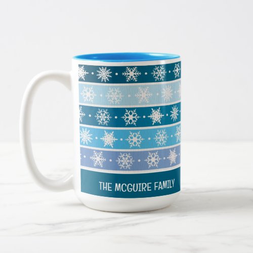 Editable Christmas Snowflakes Two_Tone Coffee Mug