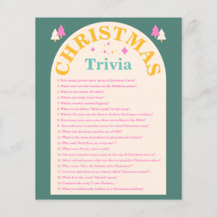 Editable, Christmas trivia, Holiday game card