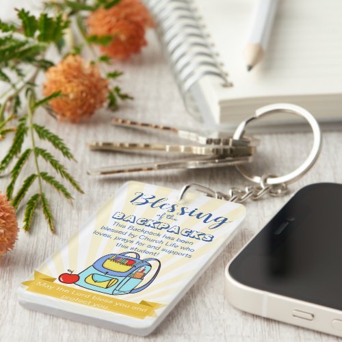 Editable Church Backpack Blessing Back to School Keychain