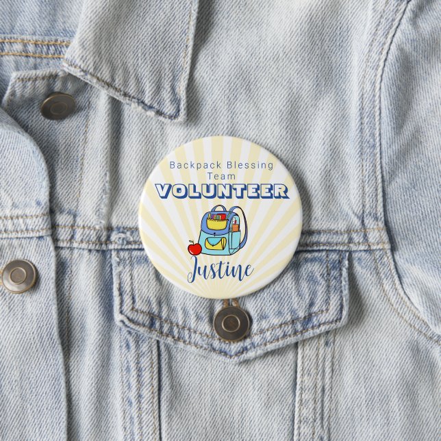 Editable Church Backpack Blessing Volunteer  Button (In Situ)