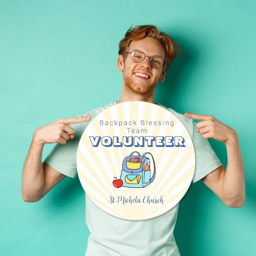 Editable Church Backpack Blessing Volunteer  Classic Round Sticker