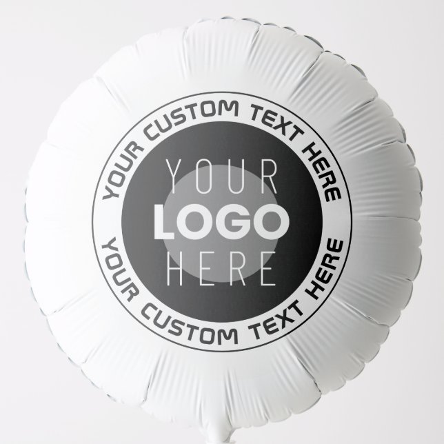Editable Circular Text & Replaceable Logo | B&W Balloon (Front)
