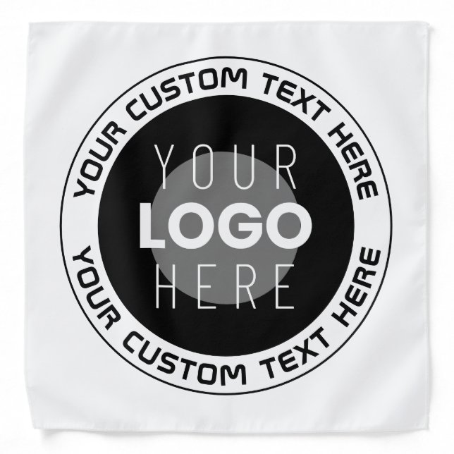 Editable Circular Text & Replaceable Logo | B&W Bandana (Front)