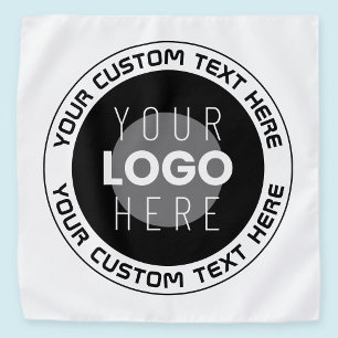 Editable Circular Text & Replaceable Logo B&W Bandana