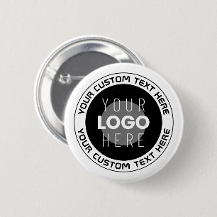Editable Circular Text & Replaceable Logo   B&W Button