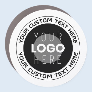Editable Circular Text & Replaceable Logo B&W Car Magnet