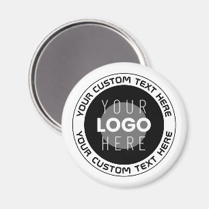 Editable Circular Text & Replaceable Logo B&W Magnet
