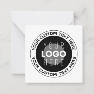 Editable Circular Text & Replaceable Logo   B&W Note Card